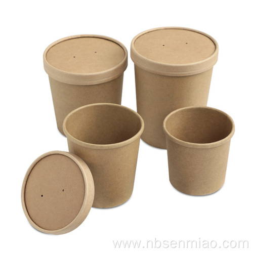 Disposable takeaway Kraft paper Eco Friendly soup bucket